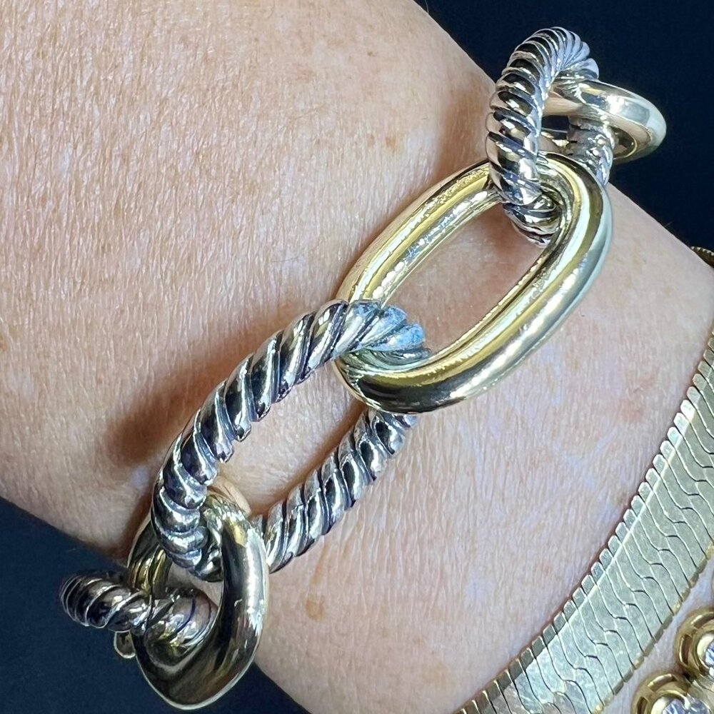 Two Tone Toggle Clasp Bracelet 7.5"